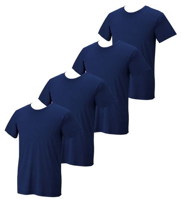 「【４枚組】氷撃冷感（Ｒ）ヒエサラインナー（メンズ肌着・インナーウェア）」｜ネイビー4枚組 半袖丸首