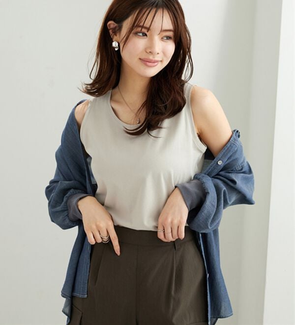 BELLUNA（ベルーナ）の「ヒンヤリ！綿１００％サマ見えタンクトップ（タンクトップ・キャミソール）」｜詳細画像