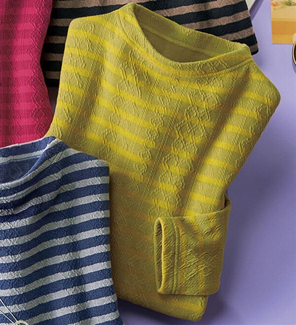 ルフラン（ルフラン）の「あったか裏起毛ジャカード柄プルオーバー（カットソー）」｜マスタード