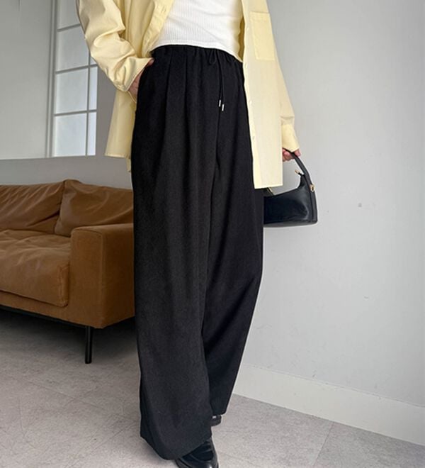 RANAN（ラナン）の「裏起毛美脚シルエットピンタックワイドパンツ（フルレングスパンツ）」｜詳細画像