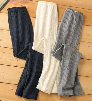 「【３色組】ケーブルニット風あったかレギンス（靴下・ストッキング）」｜3色組