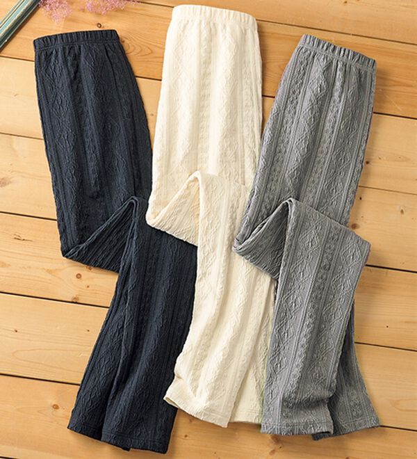 「【３色組】ケーブルニット風あったかレギンス（靴下・ストッキング）」｜3色組