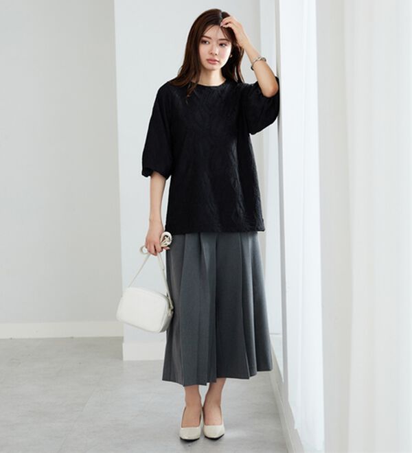 BELLUNA（ベルーナ）の「波柄ジャカードバルーン袖プルオーバー（カットソー）」｜詳細画像