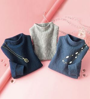 ルフラン（ルフラン）の「【３色組】華ジャカード編トレーナー（カットソー）」｜詳細画像