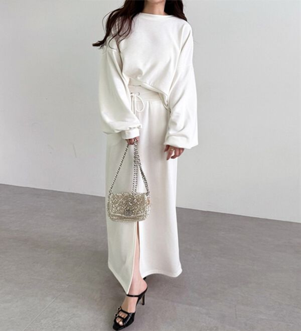 GeeRA（ジーラ）の「フロントスリットスウェットナロースカート（ロングスカート）」｜詳細画像