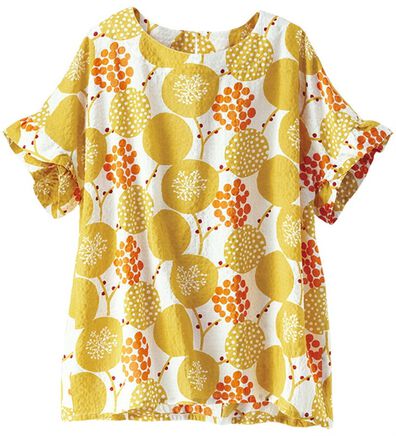 BELLUNA（ベルーナ）の「綿レーヨンサッカー素材プリントブラウス（ブラウス）」