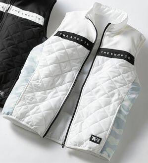 「＜ザ　ショップ　ティーケー＞軽量ストレッチカモフラ柄ベスト（メンズベスト）」｜ホワイト