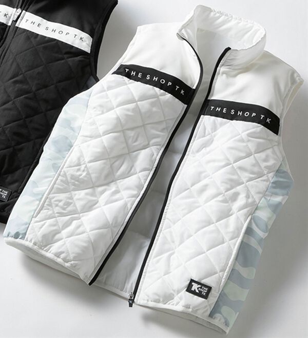 「＜ザ　ショップ　ティーケー＞軽量ストレッチカモフラ柄ベスト（メンズベスト）」｜ホワイト