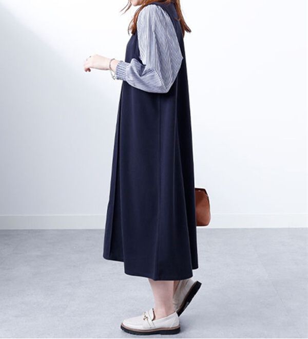 BELLUNA（ベルーナ）の「袖切替デザインハイネックワンピース（カットソーワンピース）」｜詳細画像