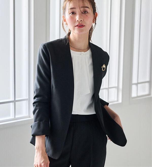 RANAN（ラナン）の「【選べる衿】洗える！春夏ロングシーズン着用可能ベーシック２点ライトスーツ（パンツスーツ）」｜詳細画像