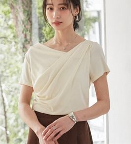 RANAN（ラナン）の「【新色追加】ひんやり上品ドレープリブTシャツ（カットソー）」