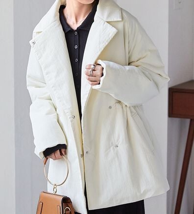 RANAN（ラナン）の「テーラードカラー中わたジャケット（ハーフコート）」