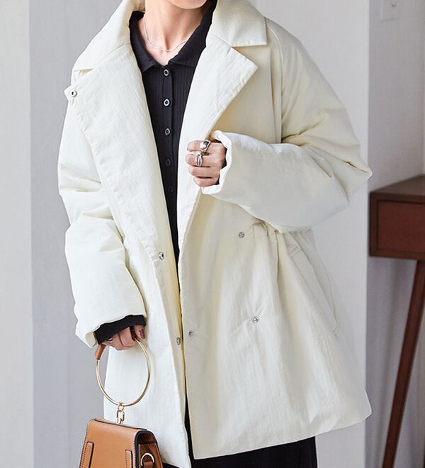 RANAN（ラナン）の「テーラードカラー中わたジャケット（ハーフコート）」｜詳細画像