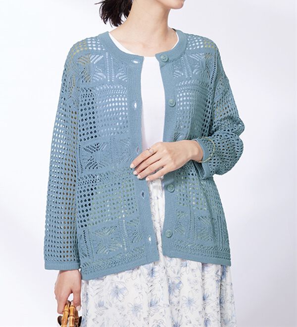 BELLUNA（ベルーナ）の「透かし編ニットカーディガン（ニットカーディガン）」｜詳細画像