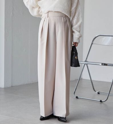 RANAN（ラナン）の「【選べる股下】きれい見え２タックワイドスラックス（ワイドパンツ・ガウチョ）」