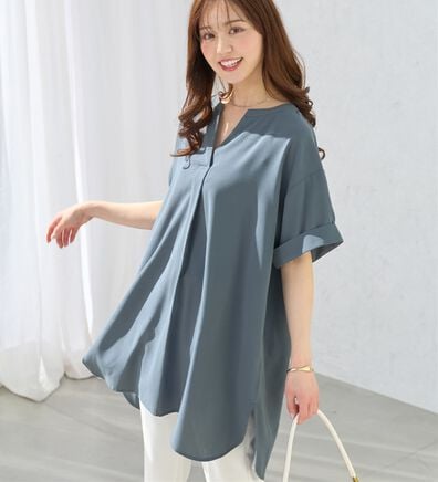 alotta（アロッタ）の「スキッパーとろみブラウスチュニック（ブラウス）」