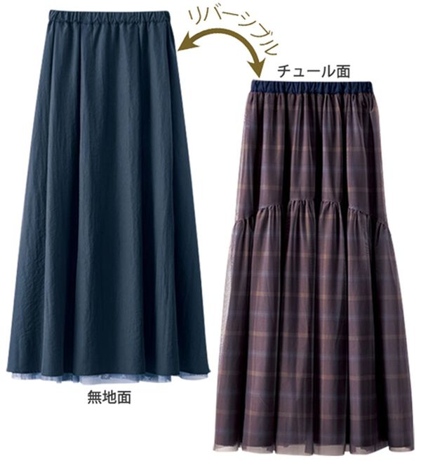 BELLUNA（ベルーナ）の「２倍の着こなし！チュールプリントスカート（ロングスカート）」｜詳細画像