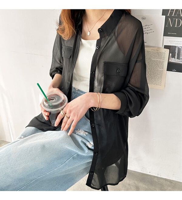 GeeRA（ジーラ）の「オーバーサイズシアー楊柳シャツ（シャツ）」｜詳細画像