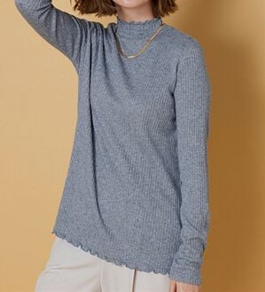 BELLUNA（ベルーナ）の「ラメ入りメローデザインプルオーバー（カットソー）」｜杢ブルー