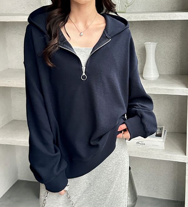 GeeRA（ジーラ）の「ハーフジップワッフルパーカー（パーカー）」｜詳細画像