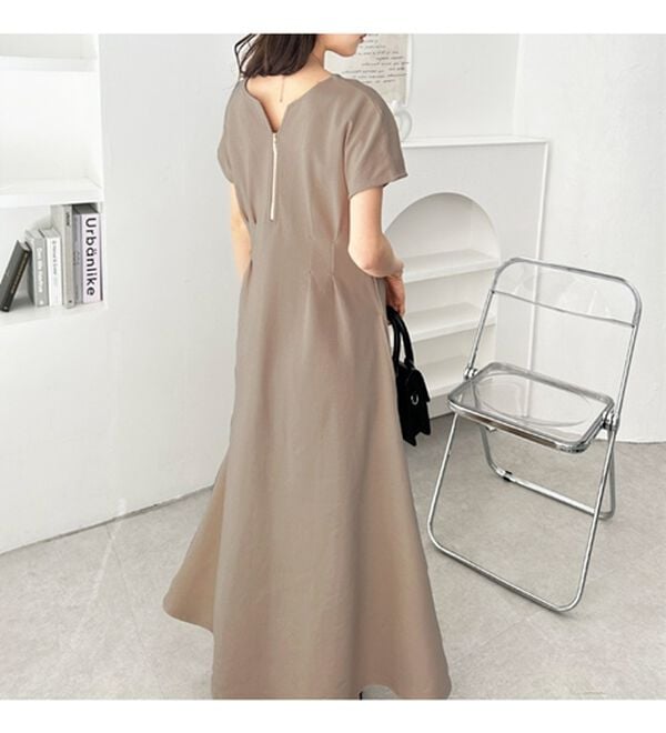 GeeRA（ジーラ）の「前後2WAYハーフジップフレンチ袖ワンピース（カットソーワンピース）」｜詳細画像