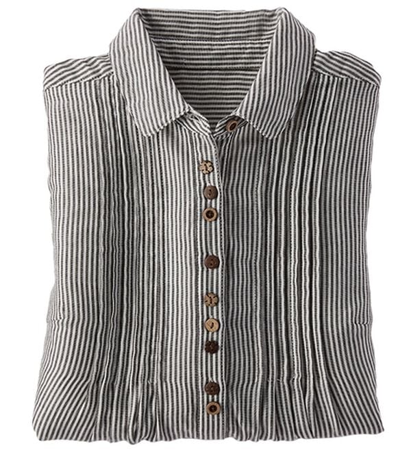 BELLUNA（ベルーナ）の「綿１００％ダブルガーゼブラウス（ブラウス）」｜ストライプ