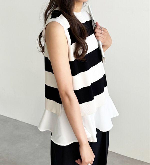 GeeRA（ジーラ）の「ペプラムタンク付ニットプルオーバー（アンサンブル）」｜詳細画像