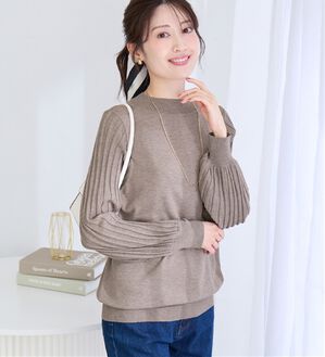 alotta（アロッタ）の「【毛玉になりにくい】大人上品袖プリーツニット（ニット・セーター）」｜モカベージュ