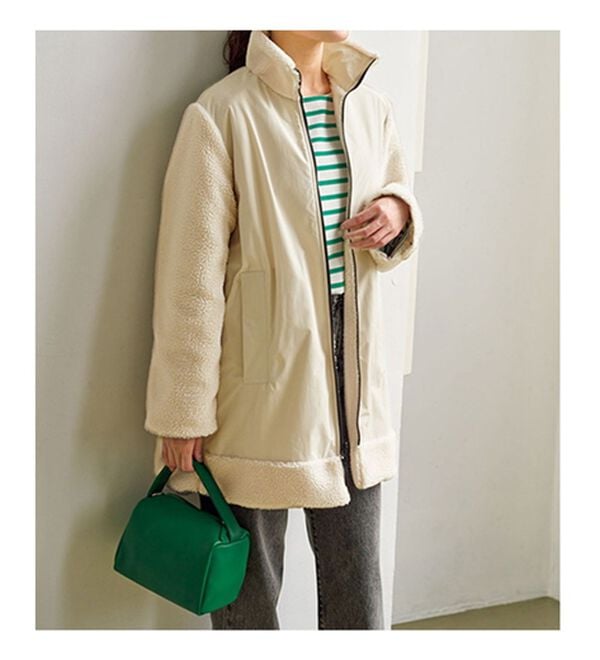 VINNO（ヴィノ）の「ボア切替リバーシブルコート（ロングコート）」｜詳細画像