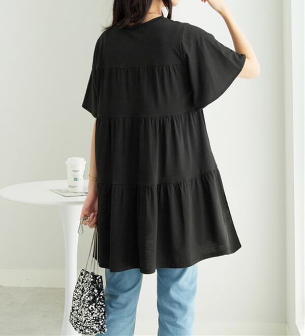 alotta（アロッタ）の「楽に可愛く！ふんわり綿混ティアードチュニック（チュニック）」｜詳細画像