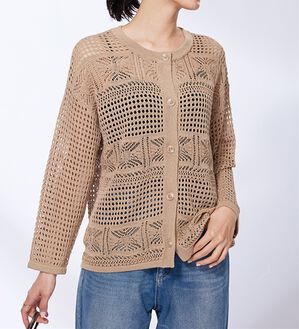 BELLUNA（ベルーナ）の「透かし編ニットカーディガン（ニットカーディガン）」｜ベージュ