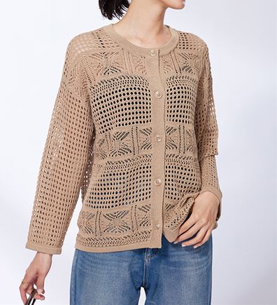 BELLUNA（ベルーナ）の「透かし編ニットカーディガン（ニットカーディガン）」