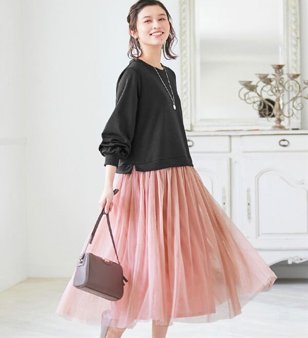 Viola e Viola（ヴィオラ エ ヴィオラ）の「チュールドッキングワンピース（ドッキングワンピース）」｜詳細画像