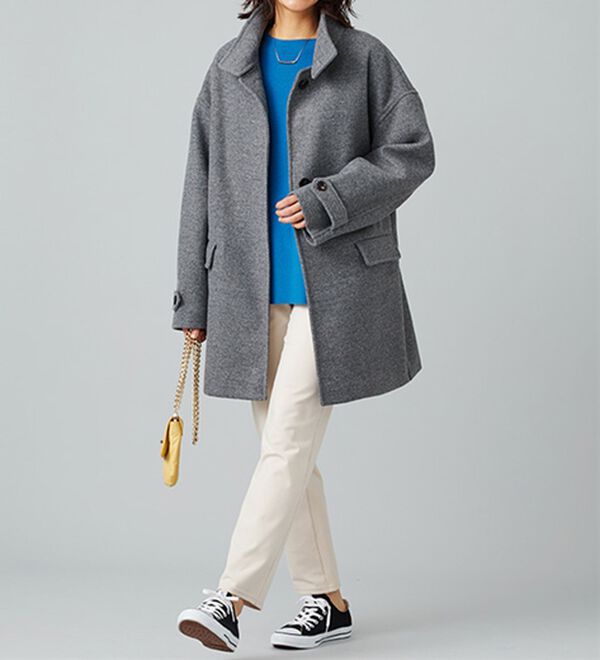 BELLUNA（ベルーナ）の「ウール調スタンド衿ミドル丈コクーンコート（ハーフコート）」｜詳細画像