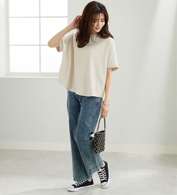 BELLUNA（ベルーナ）の「【快適Ｌａｂ．】ドライワッフル素材ドルマンプルオーバー（カットソー）」｜詳細画像