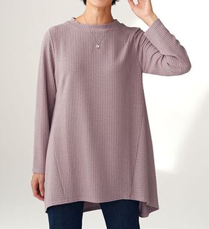 BELLUNA（ベルーナ）の「ふくれ素材フレアーデザインストレッチチュニック（チュニック）」｜ローズグレー
