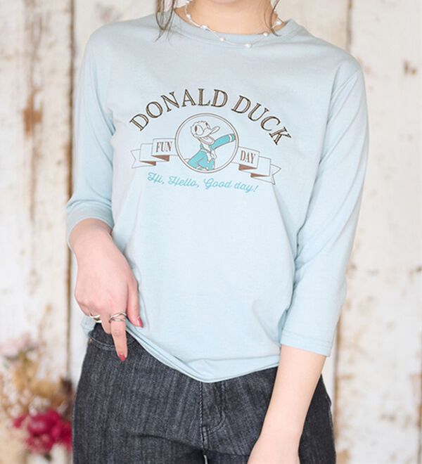 BELLUNA（ベルーナ）の「＜Ｄｉｓｎｅｙ＞【ドナルド】プリント7分袖Tシャツ（Tシャツ）」｜詳細画像