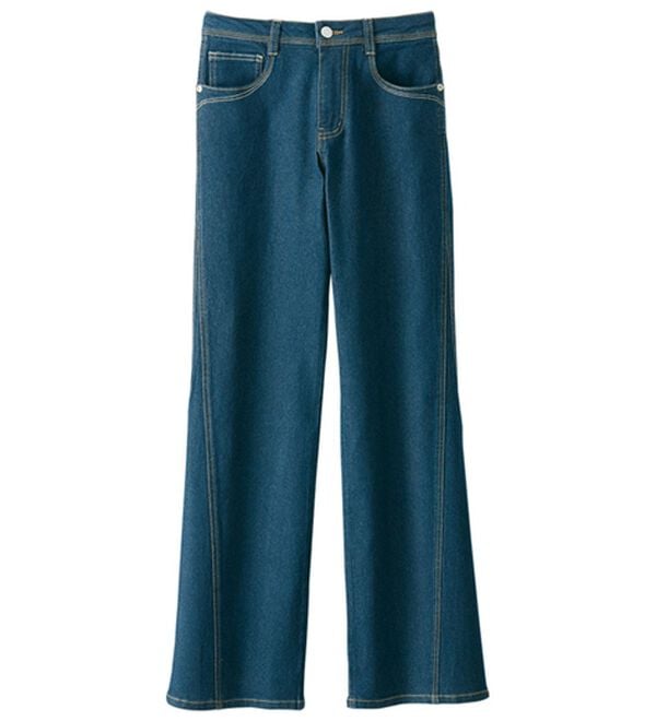 BELLUNA（ベルーナ）の「細見せ！セミフレアーデニムパンツ（フルレングスパンツ）」｜詳細画像