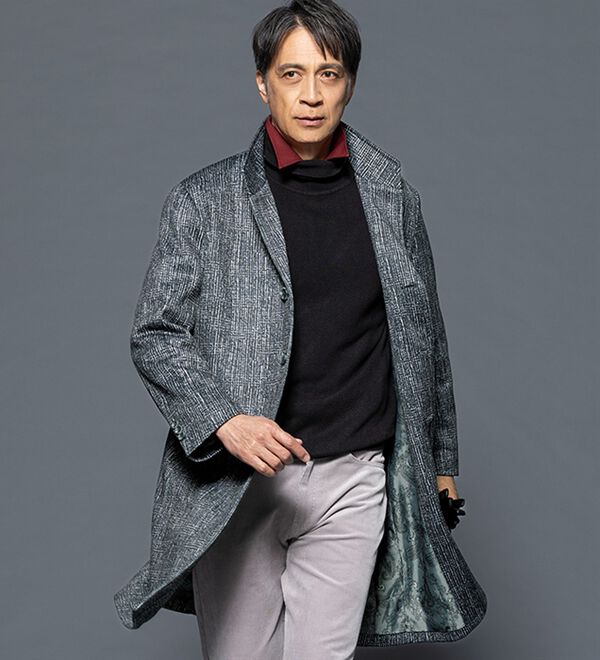 「＜デービッド　ヒックス＞上品さに差をつけるツイード調エレガンスコート（メンズコート）」｜詳細画像