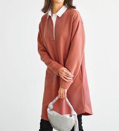 BELLUNA（ベルーナ）の「ボーダージャカード素材ラガーシャツワンピース（カットソーワンピース）」