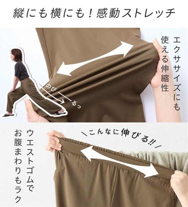 Viola e Viola（ヴィオラ エ ヴィオラ）の「【接触冷感】さらテロ楽のびストレートパンツ【選べる２丈】（フルレングスパンツ）」｜詳細画像