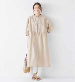 サークル刺しゅう7分袖シャツワンピース - ベルーナ【公式】