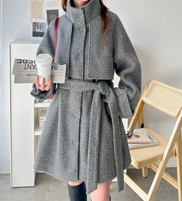 GeeRA（ジーラ）の「リングウールライクスタンドカラーコート（ハーフコート）」｜詳細画像