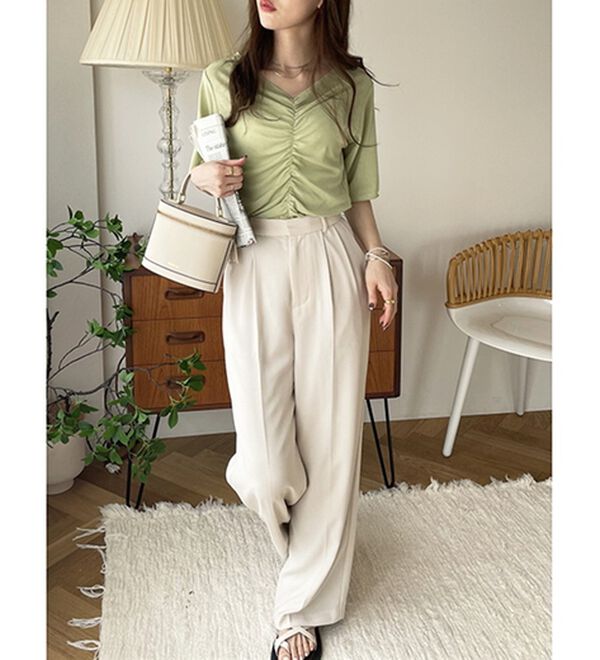 GeeRA（ジーラ）の「Ｖネックシャーリングカットソー（カットソー）」｜詳細画像