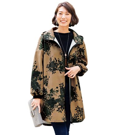ルフラン（ルフラン）の「小粋な！花柄ロングパーカー（ハーフコート）」