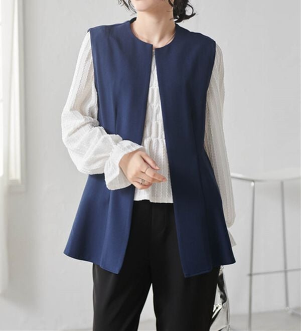 RANAN（ラナン）の「機能付！麻調素材ペプラムジレベスト（ジレ）」｜詳細画像