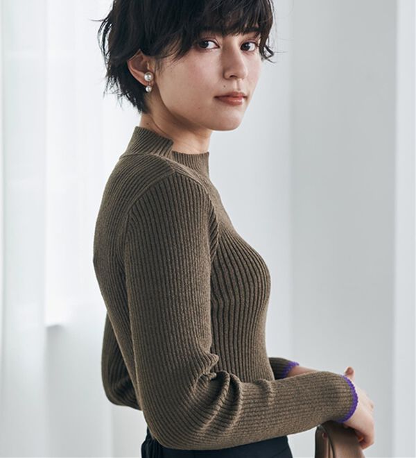 RANAN（ラナン）の「もちもちリブパイピングハイネックニット（ニット・セーター）」｜詳細画像