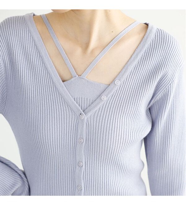 GeeRA（ジーラ）の「もちっと柔らかニットカーディガン＆キャミＳＥＴ（アンサンブル）」｜詳細画像