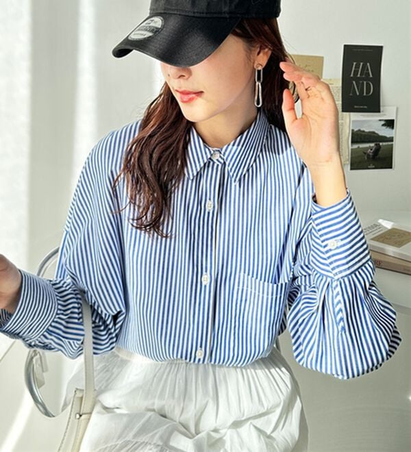 GeeRA（ジーラ）の「アソート柄オーバーサイズシャツ（シャツ）」｜ブルー