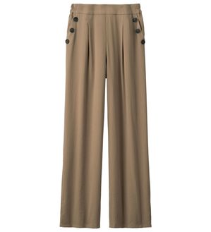 ルフラン（ルフラン）の「強撚スラブ釦デザインパンツ（フルレングスパンツ）」｜モカ